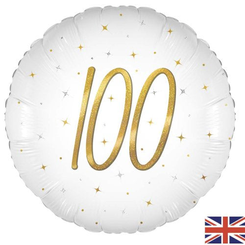 Elegant Sparkle White 100 Holographic Foil Balloon 45cm (18") Pack 1