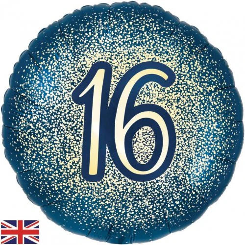 Foil Balloon 18 inch Metallic Glitter Navy Gold 16