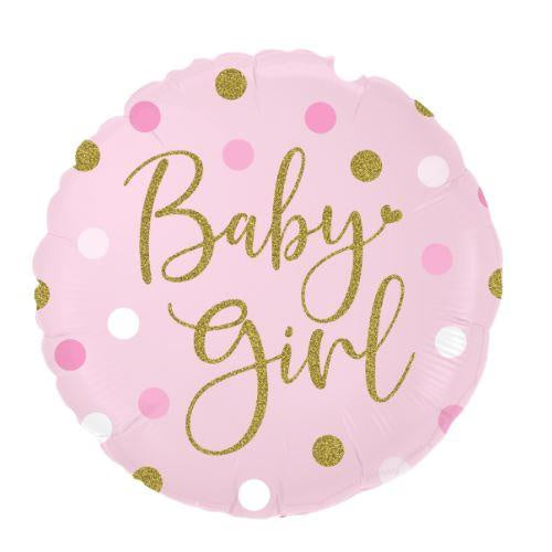 Sparkling Baby Girl Dots 18inch Holographic Foil Balloon
