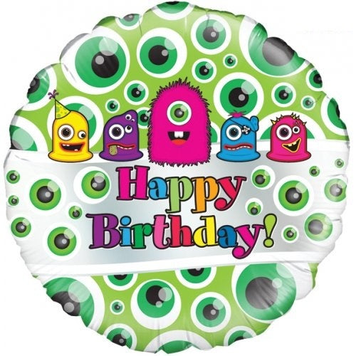 Foil Balloon 18inch Happy Birthday Monster