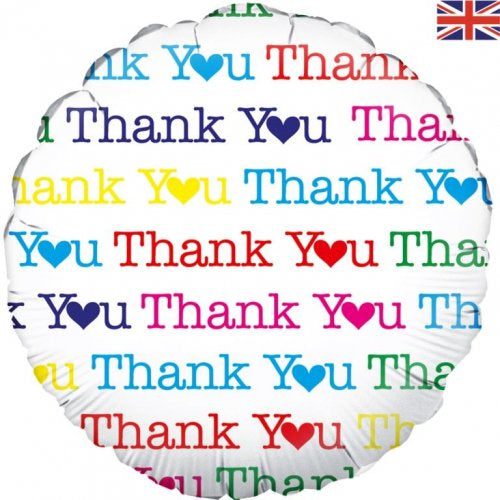 18"(45cm) Thank You Hearts Foil Balloon