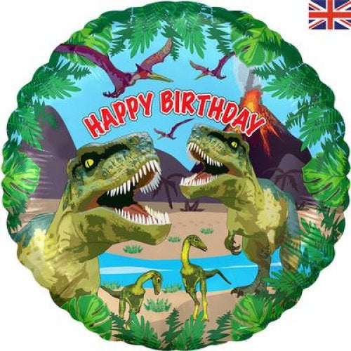 Jurassic Dinosaur Happy Birthday 18inch Metallic Foil Balloon