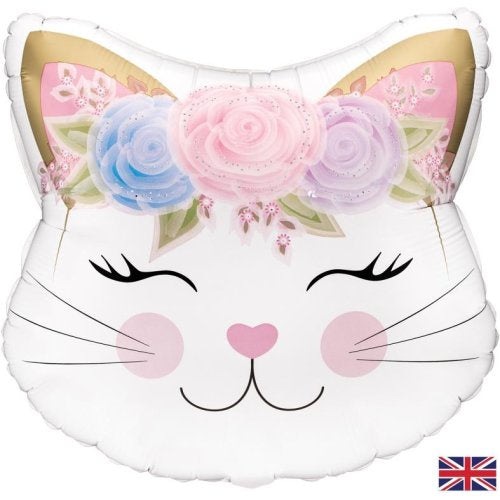Foil Balloon Supershape 22inch Floral Kitten Holographic