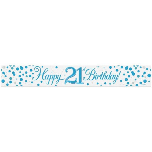 Sparkling Fizz Blue Banner 21st Birthday