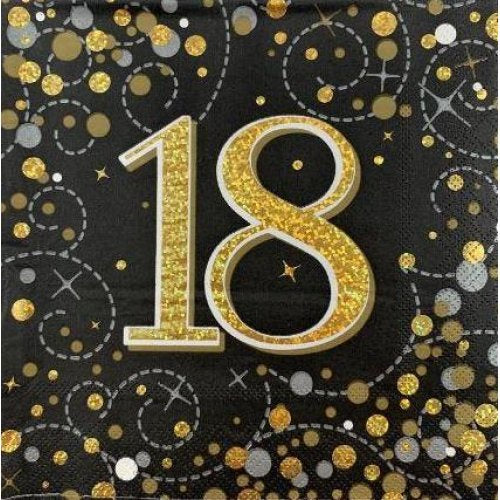 Sparkling Fizz Black Gold Napkin 33cm "18" P16