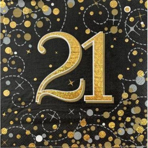 Sparkling Fizz Black Gold Napkin 33cm "21" P16