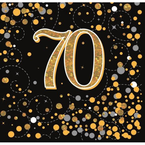 Sparkling Fizz Black Gold Napkin 33cm "70" P16