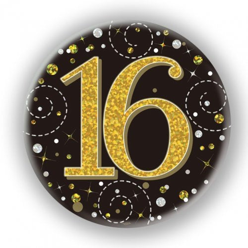 Badge 75mm Sparkling Fizz #16 Black/Gold Pack 1