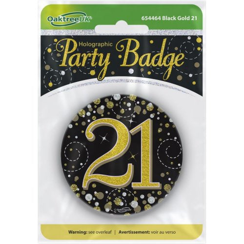 Badge 75mm Sparkling Fizz #21 Black/Gold Pack 1