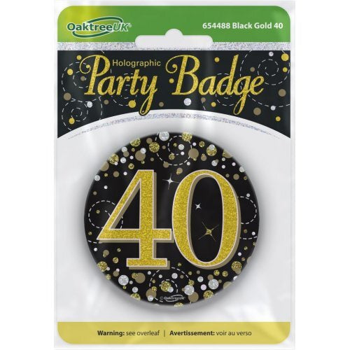 Badge 75mm Sparkling Fizz #40 Black/Gold Pack 1