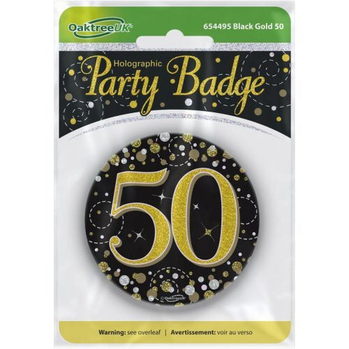 Badge 75mm Sparkling Fizz #50 Black/Gold Pack 1