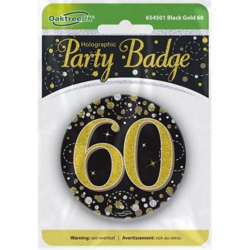 Badge 75mm Sparkling Fizz #60 Black/Gold Pack 1