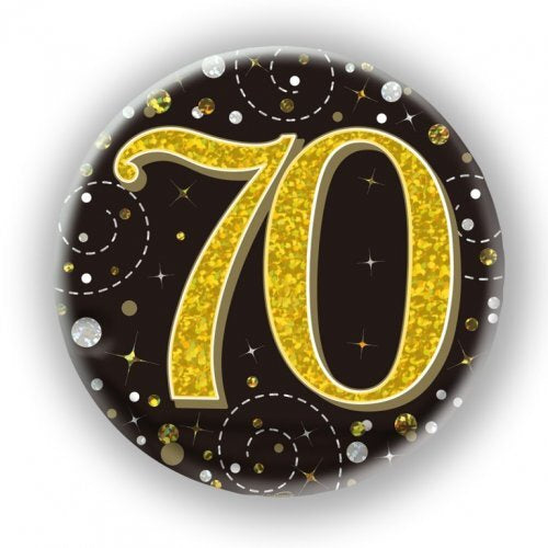 Badge 75mm Sparkling Fizz #70 Black/Gold Pack 1