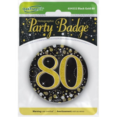 Badge 75mm Sparkling Fizz #80 Black/Gold Pack 1