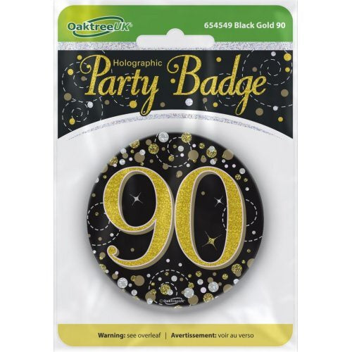 Badge 75mm Sparkling Fizz #90 Black/Gold Pack 1