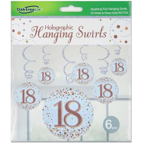 Hanging Swirl Sparkling Fizz #18 Rose Gold Pack 6