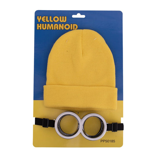 2PC Minion Dress Up Kit – Beanie & Goggle Costume Accessory Set for Kids & Adults