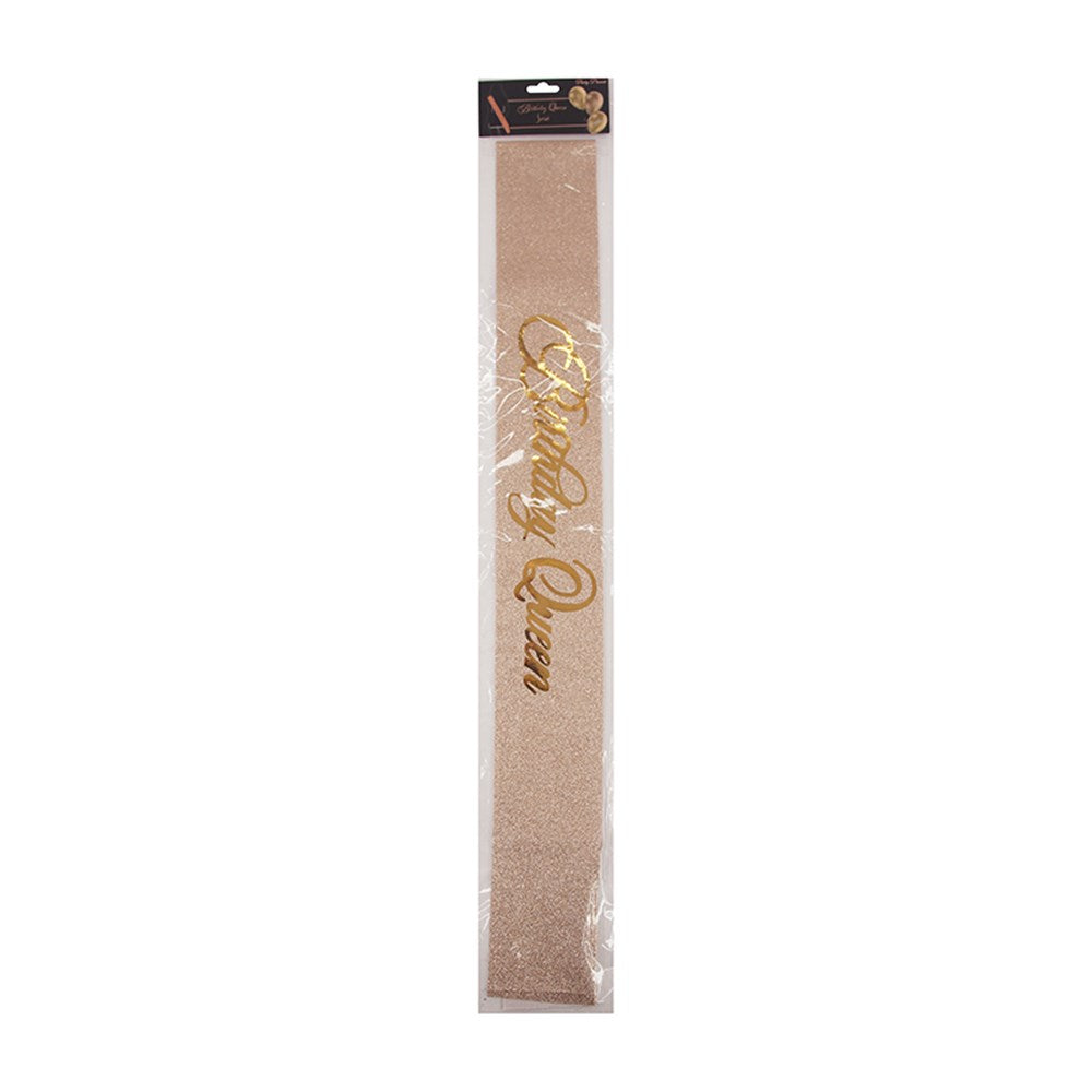 Birthday Queen Sash Rose Gold – Party Accessory for Women & Adults