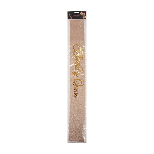 Birthday Queen Sash Rose Gold – Party Accessory for Women & Adults