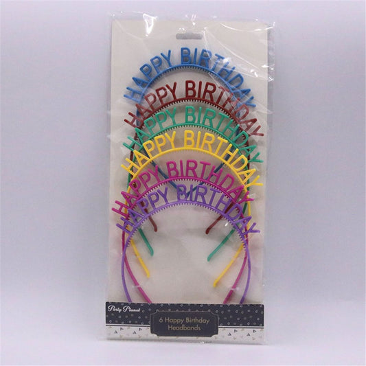 6PK HAPPY BIRTHDAY HEADBANDS