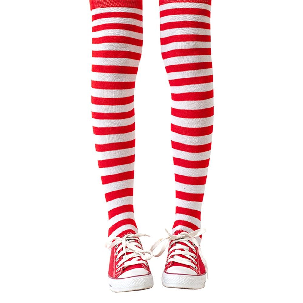 Girl’s Where’s Wally Stockings – Red & White Striped Costume Tights
