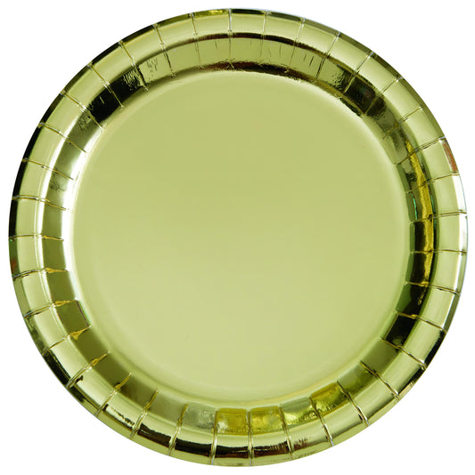 Paper Plates Round 22cm Gold Pk8