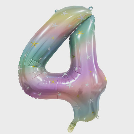 Numeral Foil 34" Pkg- Pastel Rainbow 4