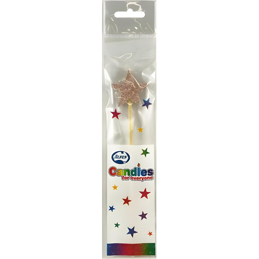 Rose Gold Glitter Long Stick Candle Star
