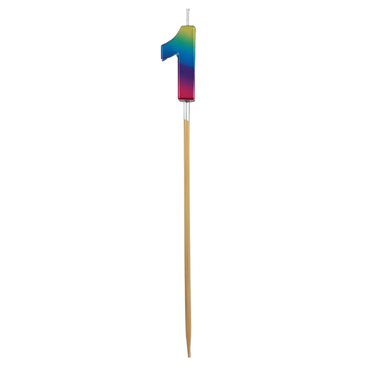Rainbow Metallic Long Stick Candle #1