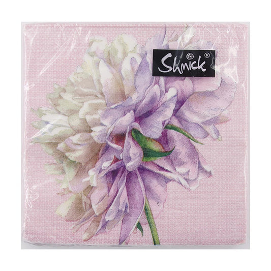 PEONY LINEN LOOK NAPKINS 2PLY PK20