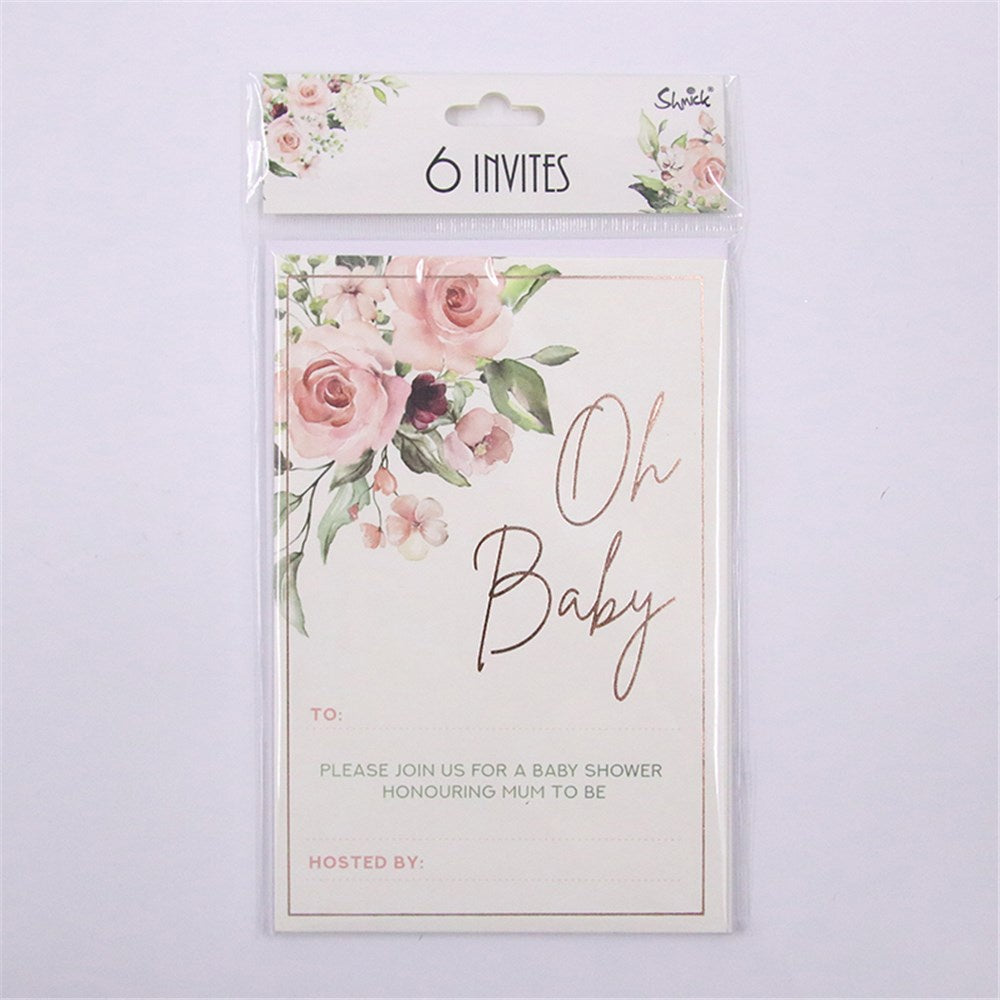 OH BABY BABY SHOWER INVITES PACK OF 6