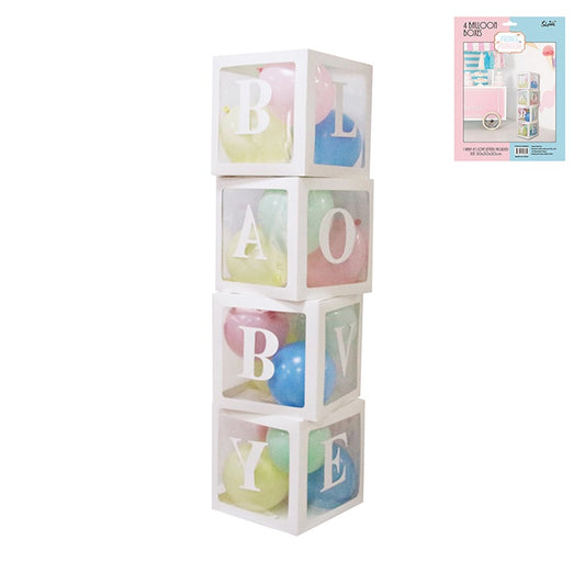 White Balloon Boxes With Baby And Love Stickers Pack Of 4