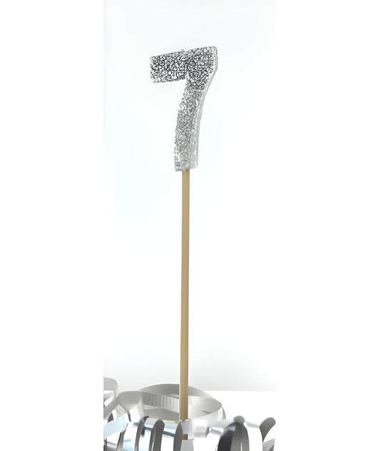 Silver Glitter Long Stick Candle #7