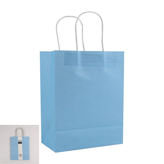 4PK MEDIUM LIGHT BLUE KRAFT BAG-21x27x11cm