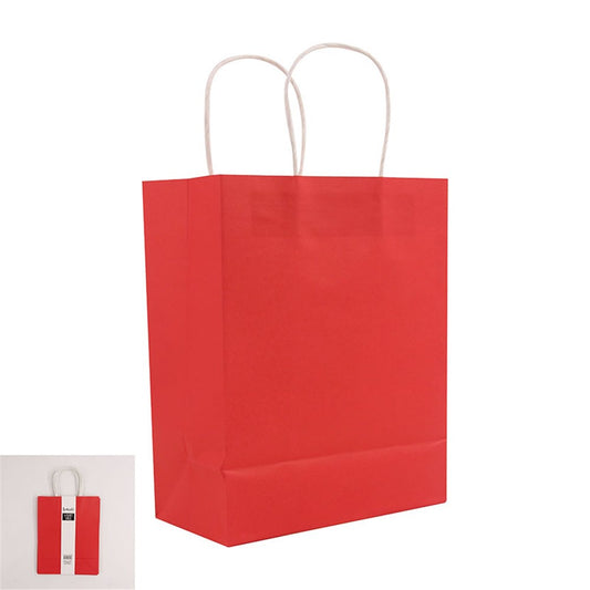 4PK MEDIUM RED KRAFT BAG-21x27x11cm