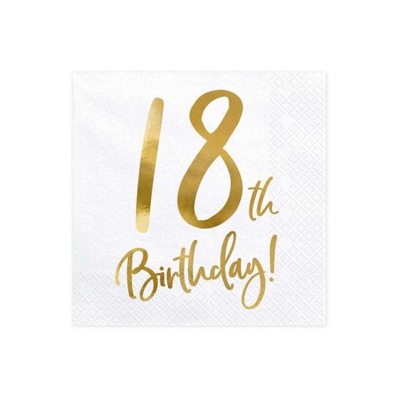 Gold 18th Milestone Lunch Napkins 33cm Pack of 20