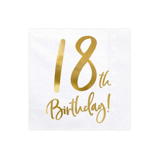 Gold 18th Milestone Lunch Napkins 33cm Pack of 20