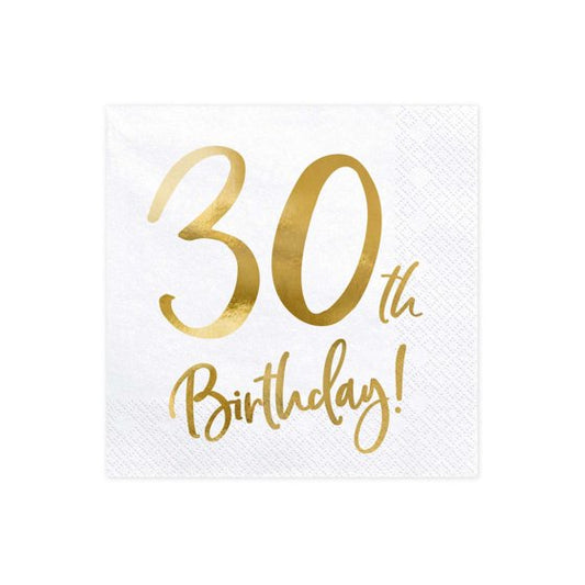 Gold 30th Milestone Lunch Napkins 33cm Pack of 20