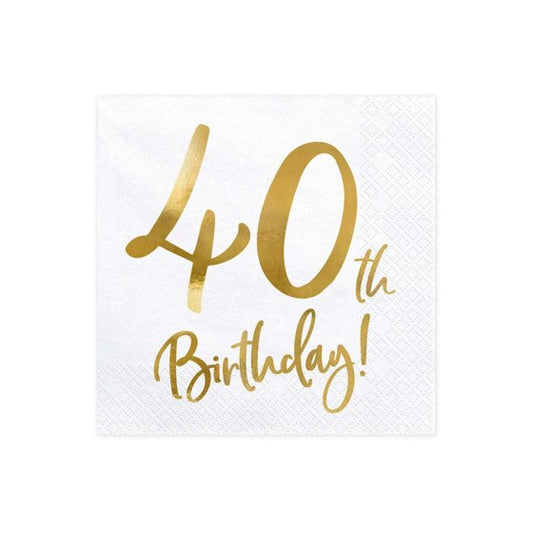 Gold 40th Milestone Lunch Napkins 33cm Pack of 20