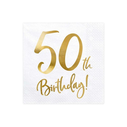 Gold 50th Milestone Lunch Napkins 33cm Pack of 20