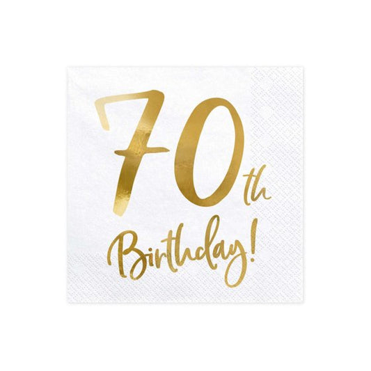 Gold 70th Milestone Lunch Napkins 33cm Pack of 20