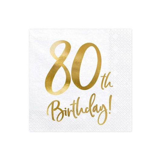 Gold 80th Milestone Lunch Napkins 33cm Pack of 20