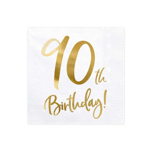 Gold 90th Milestone Lunch Napkins 33cm Pack of 20