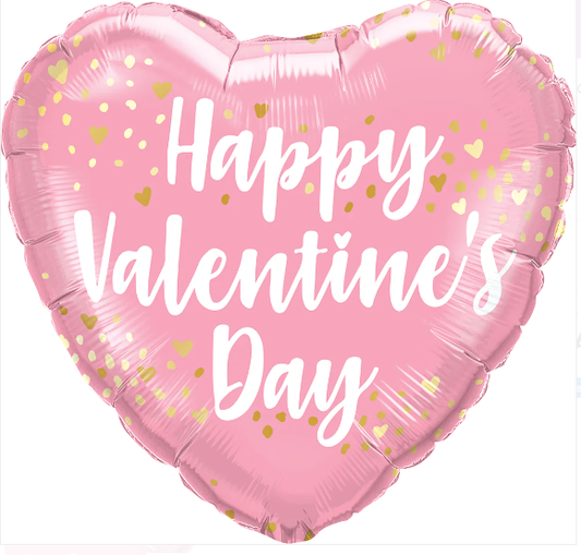 18" Heart Foil Print Valentine's Pink