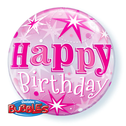 22" SINGLE BUBBLE BIRTHDAY PINK STARBURST SPARKLE