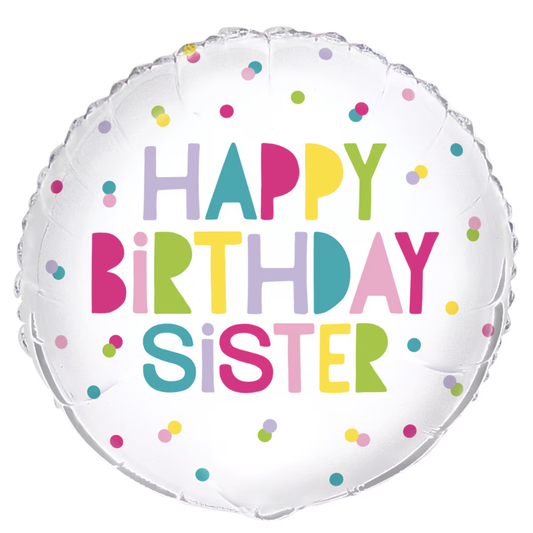 Happy Birthday Sister 45cm (18") Foil Balloon Packaged