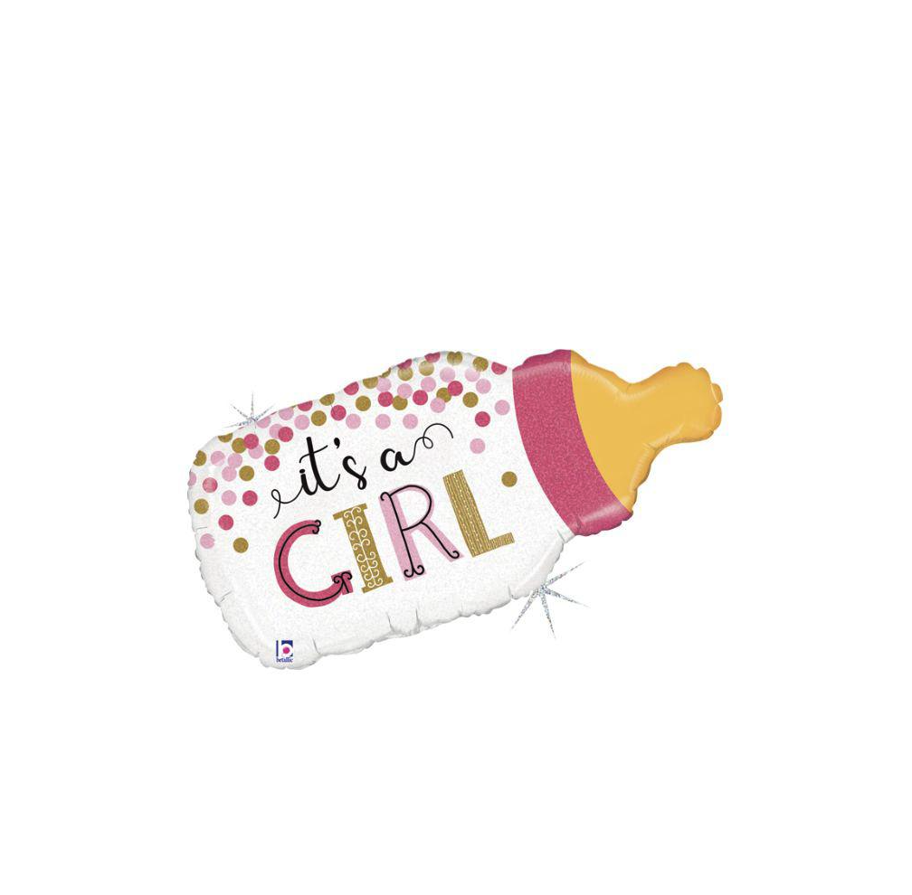 Betallic Holographic Foil Shape 83cm (33") Confetti Baby Bottle Girl