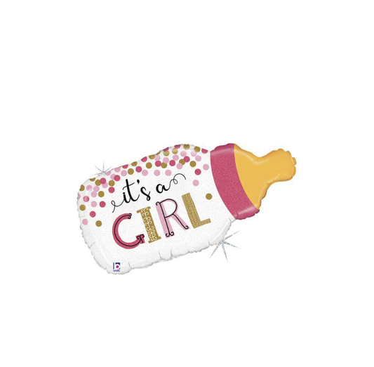 Betallic Holographic Foil Shape 83cm (33") Confetti Baby Bottle Girl