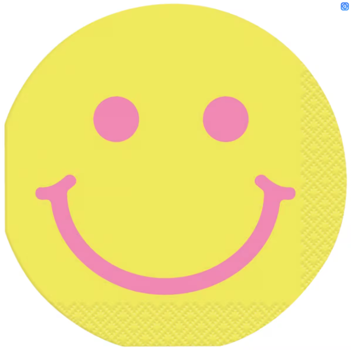 Groovy Birthday Smiley Face Round Beverage Napkins Pack 16