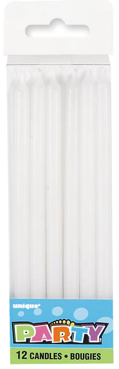 12cm Tall  White Candles Pack of 12
